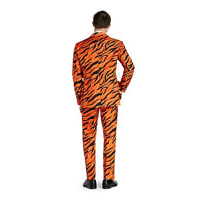 Men's Suitmeister Slim-Fit Tiger Orange Suit & Tie Set