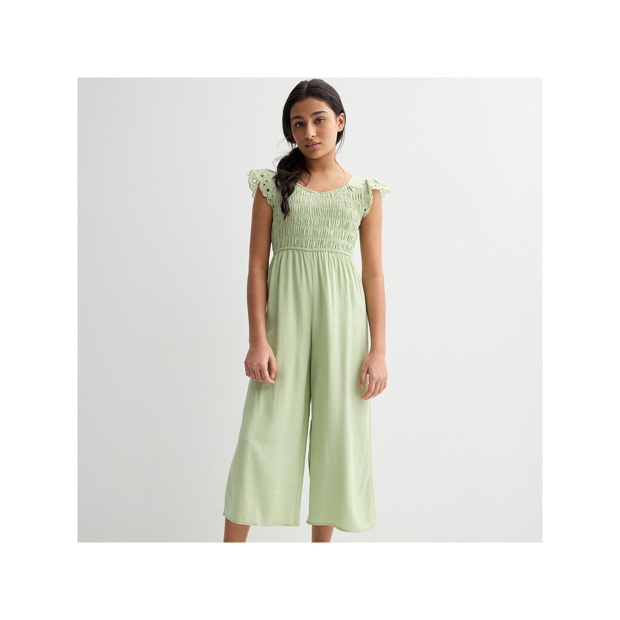 Girls 7-16 eyeshadow Scallop Sleeve Jumpsuit, Girls, Size: Small, Green