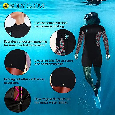 Body Glove Stellar 2mm Womens Back Zip Springsuit Boy Leg
