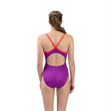 Women's Uglies Solid Purple V-Back One-Piece Swimsuit