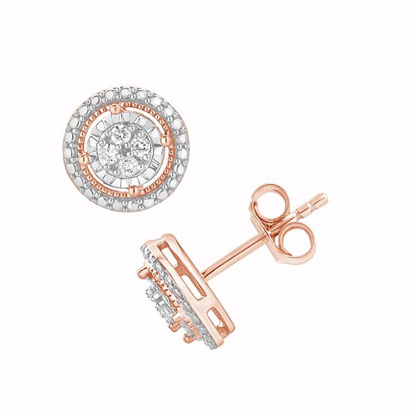 Diamond Brilliance 1/10 Carat T.W. Lab-Grown Diamond Stud Earrings - Rose Tone