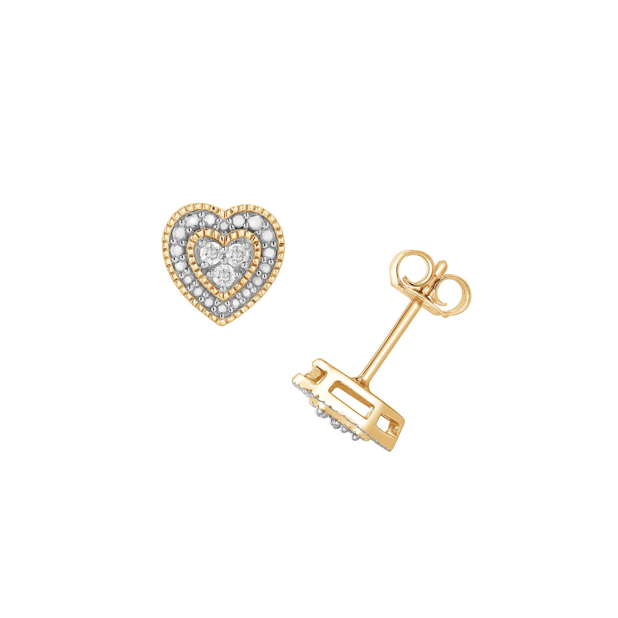 Diamond Brilliance 1/10 Carat T.W. Lab-Grown Diamond Heart Stud Earrings, W