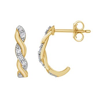 Diamond Brilliance 1/10 Carat T.W. Lab-Grown Diamond Braided J Back Earrings