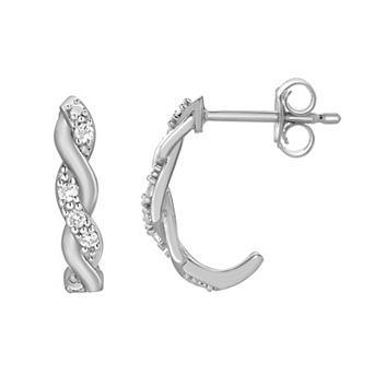 Diamond Brilliance 1/10 Carat T.W. Lab-Grown Diamond Braided J Back Earrings