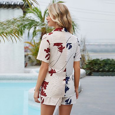 Women 2 Piece Outfits Cotton Linen Set For Summer Long Sleeve Button Down Shirt And Shorts