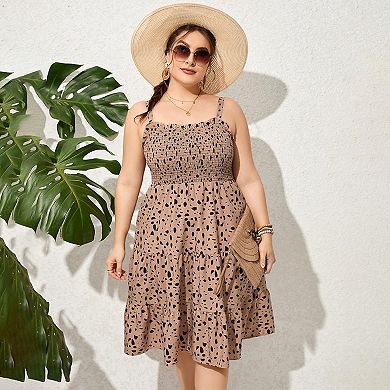Plus Size Summer Dresses Women’s Sleeveless Square Neck Smocked Flowy Ruffle A Line Maxi Dress