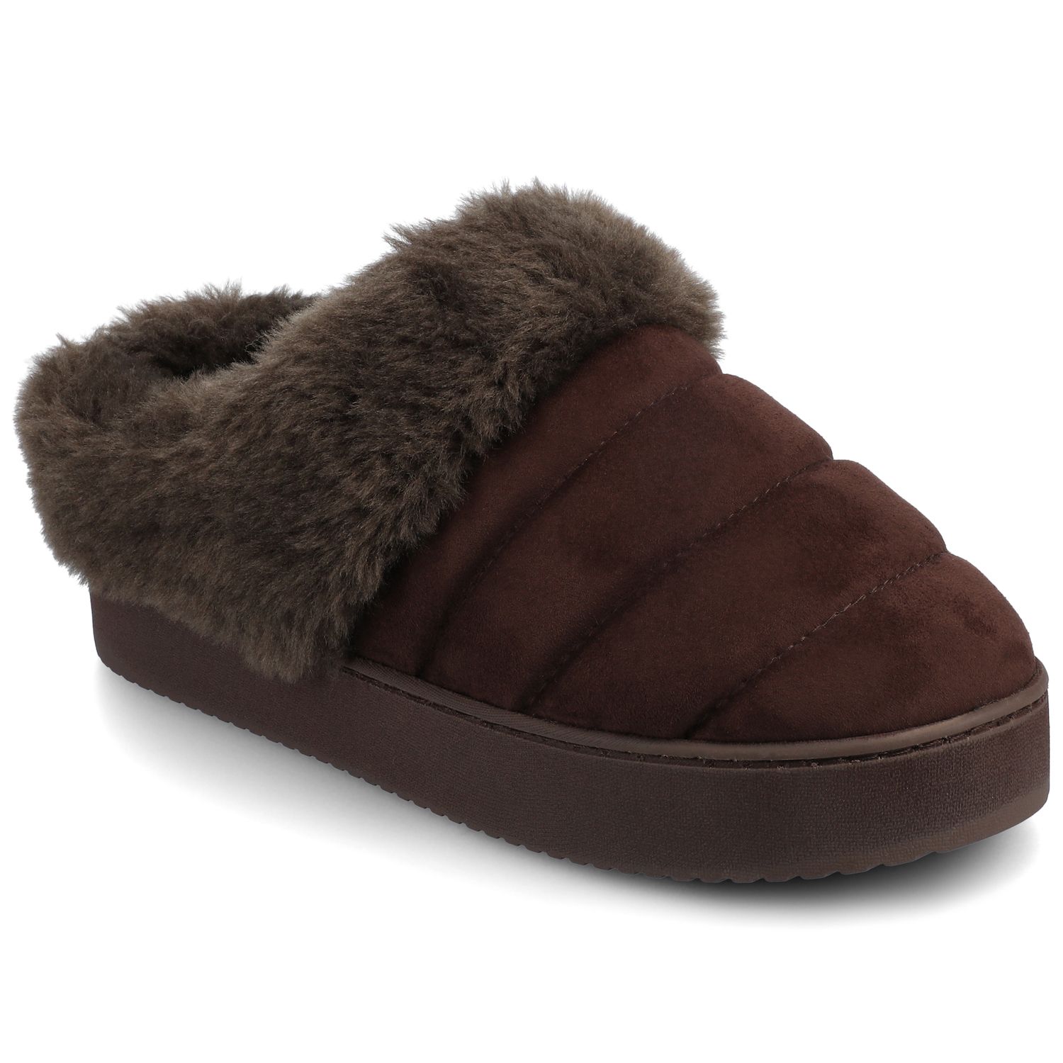 thumbnail image 2 of Women's Brown Faux Fur Lined House Slippers | Size 5 2 of 14