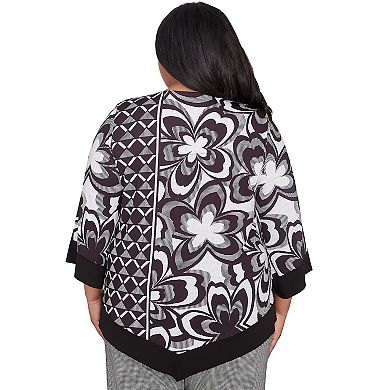 Plus Size Alfred Dunner Floral Geometric Top with Detachable Necklace
