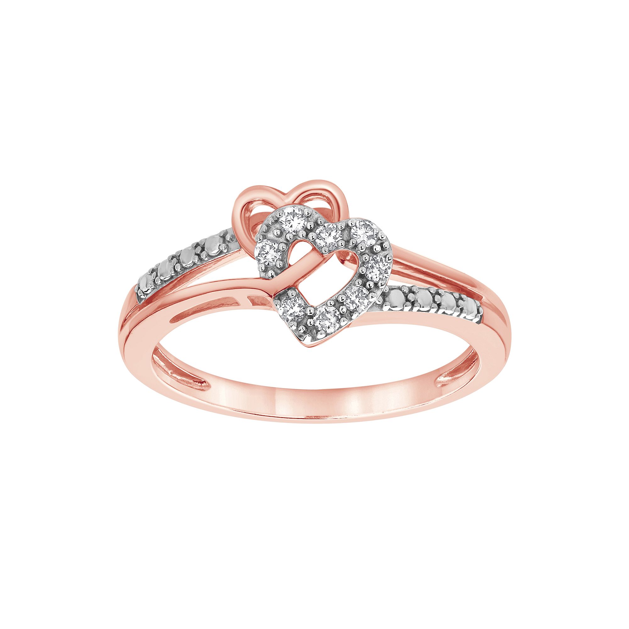 Diamond Brilliance 1/10 Carat T.W. Lab-Grown Diamond Double Heart Ring, Wom