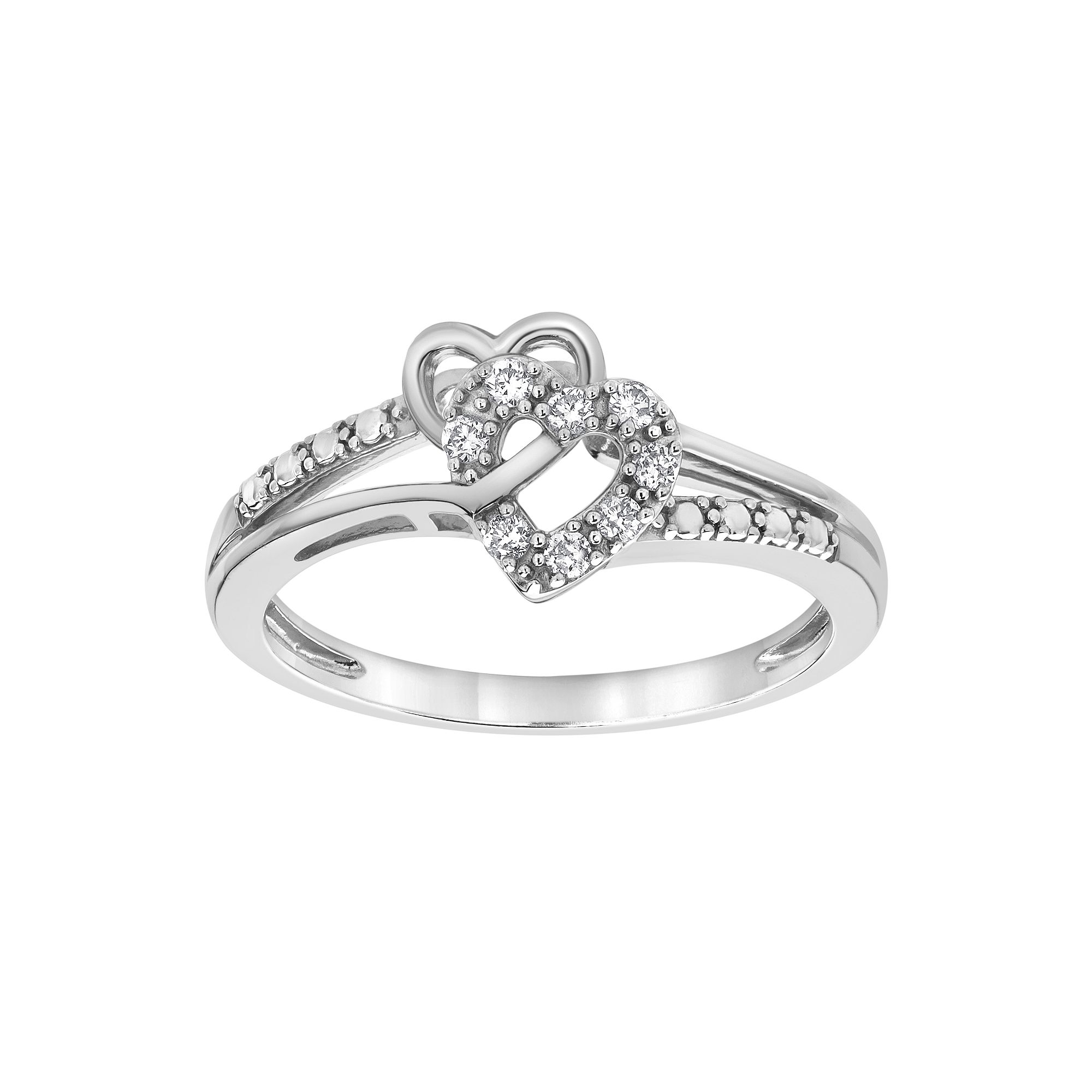 Diamond Brilliance 1/10 Carat T.W. Lab-Grown Diamond Double Heart Ring, Wom