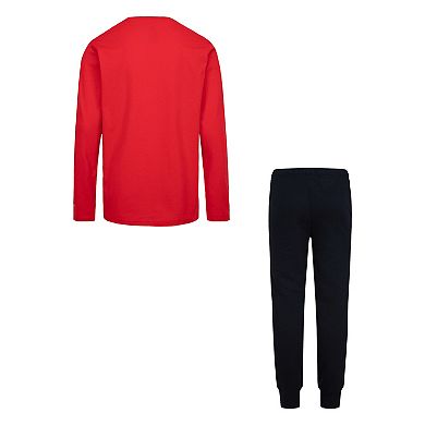 Boys 8-20 Nike 3BRAND by Russell Wilson Wordmark Long Sleeve T-shirt & Jogger Pants Fleece 2-Piece Set