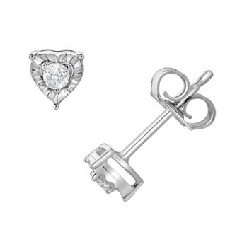 Diamond Brilliance 1/10 Carat T.W. Lab-Grown Diamond Heart Stud Earrings