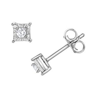 Diamond Brilliance 1/10 Carat T.W. Lab-Grown Diamond Square Miracle Stud Earrings