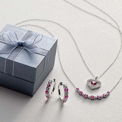 Gemstone Brilliance Sterling Silver Simulated Gemstone & White Sapphire Necklace