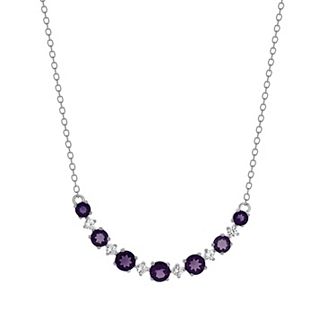 Gemstone Brilliance Sterling Silver Simulated Gemstone & White Sapphire Necklace