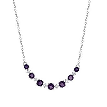 Gemstone Brilliance Sterling Silver Simulated Gemstone & Lab-Created White Sapphire Necklace