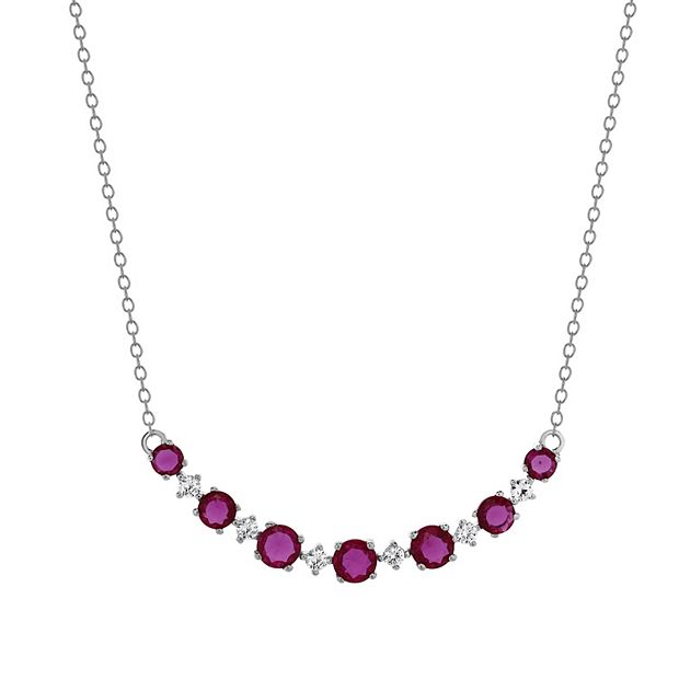 Gemstone Brilliance Sterling Silver Simulated Gemstone White Sapphire Necklace