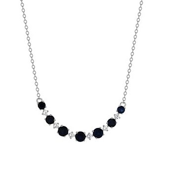 Gemstone Brilliance Sterling Silver Simulated Gemstone & Lab-Created White Sapphire Necklace