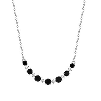 Gemstone Brilliance Sterling Silver Simulated Gemstone & Lab-Created White Sapphire Necklace