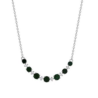 Gemstone Brilliance Sterling Silver Simulated Gemstone & Lab-Created White Sapphire Necklace