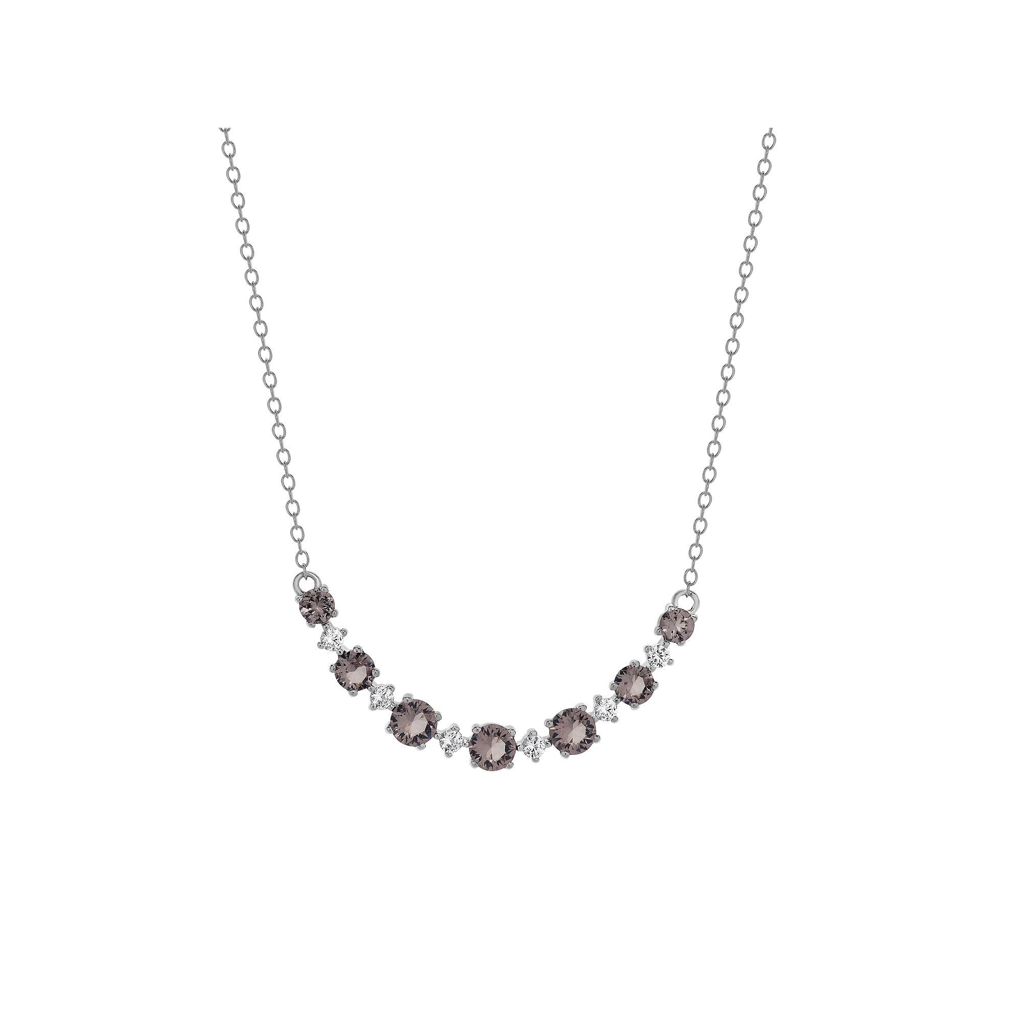 Gemstone Brilliance Sterling Silver Simulated Gemstone & White Sapphire Ne