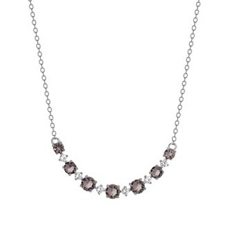 Gemstone Brilliance Sterling Silver Simulated Gemstone & Lab-Created White Sapphire Necklace