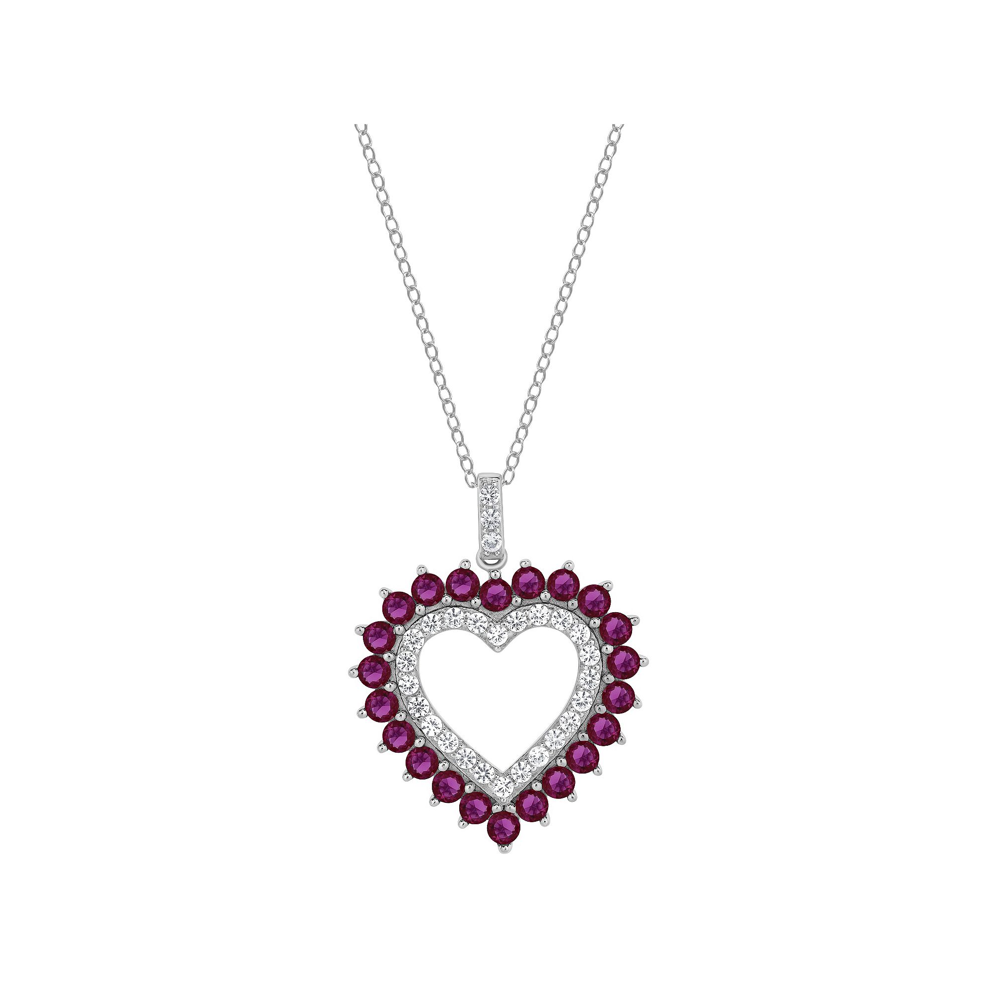 Gemstone Brilliance Lab-Created Gemstone Heart Pendant Necklace, Womens, 