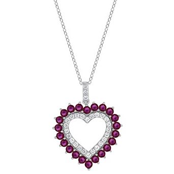 Gemstone Brilliance Lab-Created Gemstone Heart Pendant Necklace