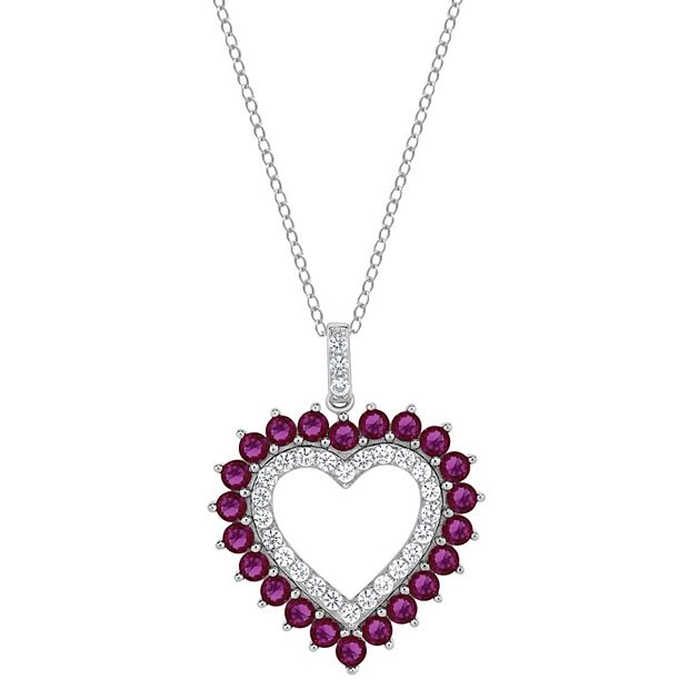 Gemstone Brilliance Lab Created Gemstone Heart Pendant Necklace Women s Size 18