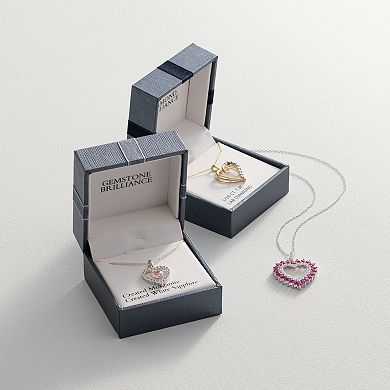 Gemstone Brilliance Lab-Created Gemstone Double Heart Pendant Necklace