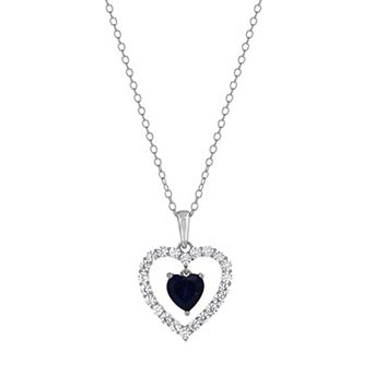 Gemstone Brilliance Lab-Created Gemstone Double Heart Pendant Necklace
