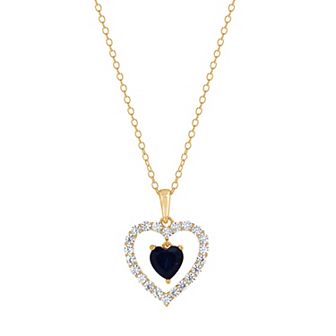 Gemstone Brilliance Lab-Created Gemstone Double Heart Pendant Necklace
