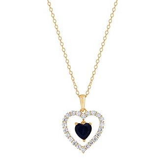 Gemstone Brilliance Lab-Created Gemstone Double Heart Pendant Necklace