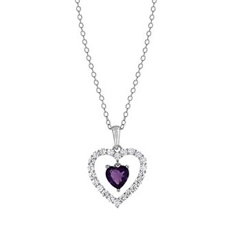 Gemstone Brilliance Lab-Created Gemstone Double Heart Pendant Necklace