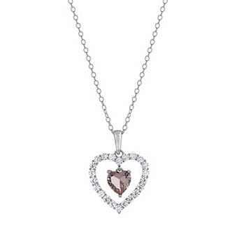 Gemstone Brilliance Lab-Created Gemstone Double Heart Pendant Necklace