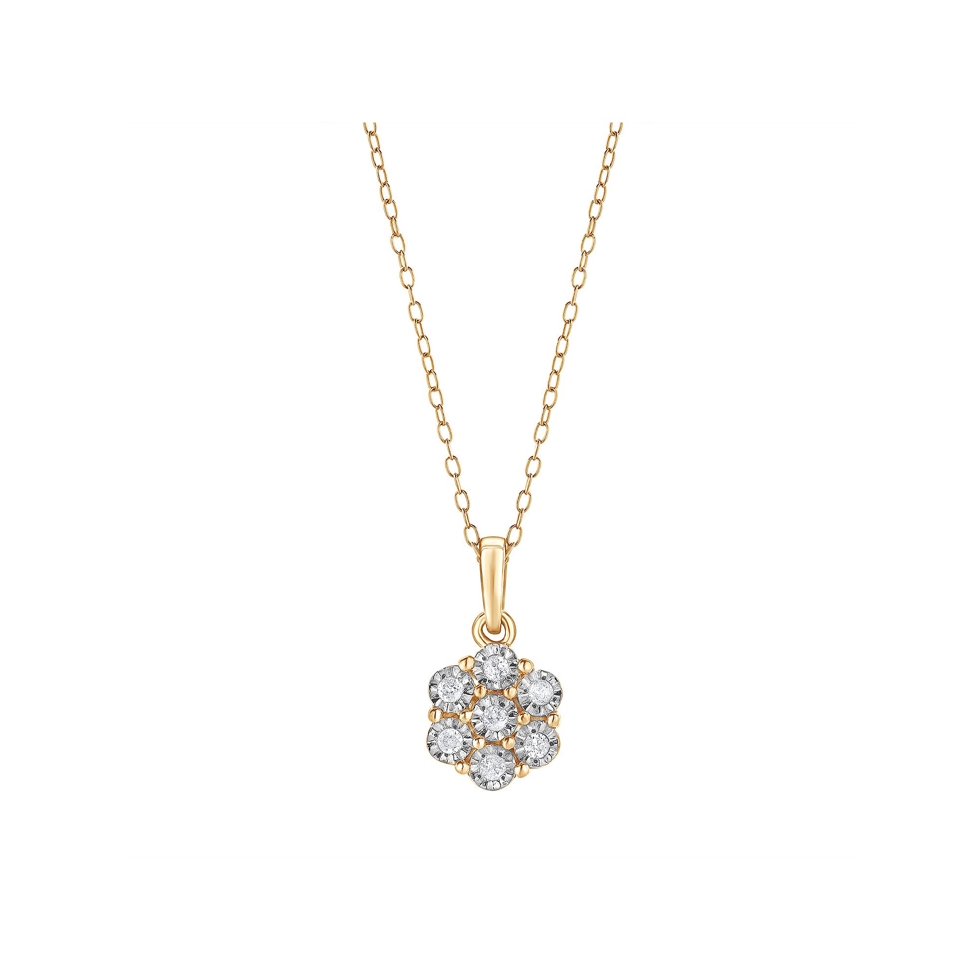 Diamond Brilliance 1/10 Carat T.W. Lab-Grown Diamond Cluster Pendant Neckl
