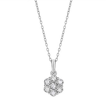 Diamond Brilliance 1/10 Carat T.W. Lab-Grown Diamond Cluster Pendant Necklace