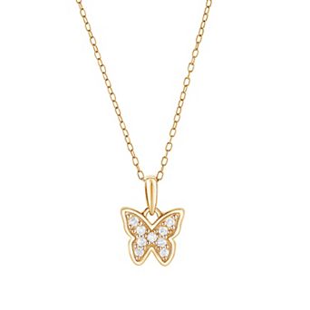 Diamond Brilliance Sterling Silver 1/10 Carat T.W. Lab-Grown Diamond Butterfly Pendant Necklace