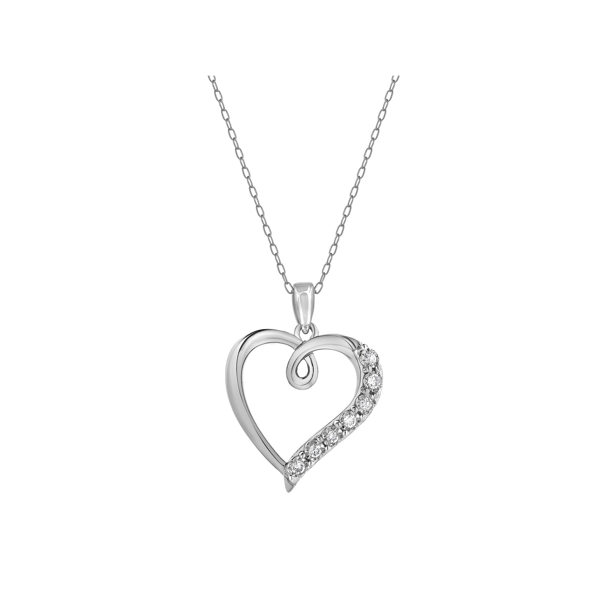 Diamond Brilliance 1/10 Carat T.W. Lab-Grown Diamond Open Heart Pendant Ne