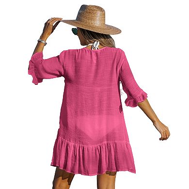 Women's Cupshe Fuchsia Ruffled Cover-Up Dress
