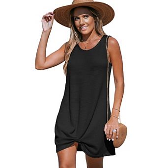 Women's Cupshe Black Sleeveless Twisted Hem Mini Cover-Up