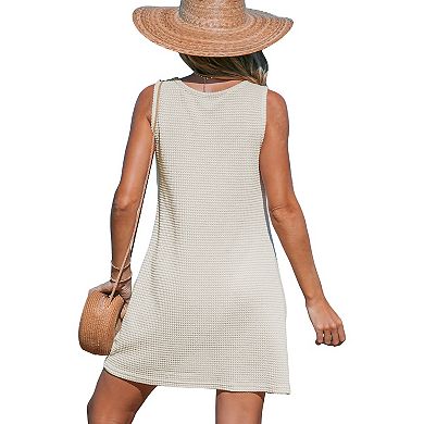 Women's Cupshe Beige Waffle Knit Hem Twist Cover-Up