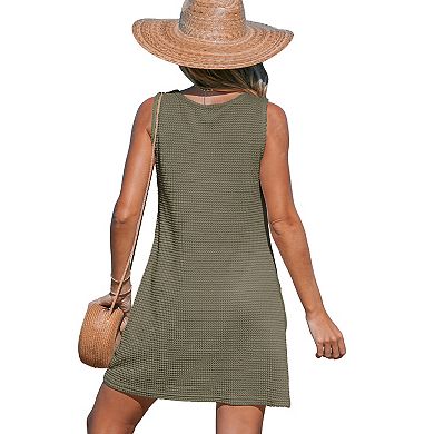 Women's Cupshe Olive Round Neck Sleeveless Twist Cover-Up