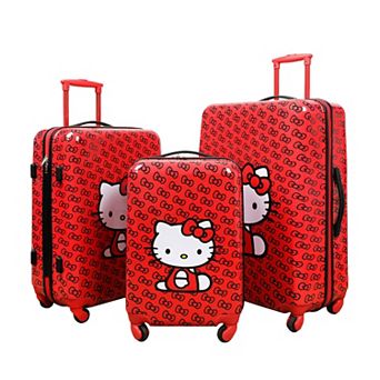 Hello Kitty Red Bows 3 pc Hardside Spinner Luggage Set