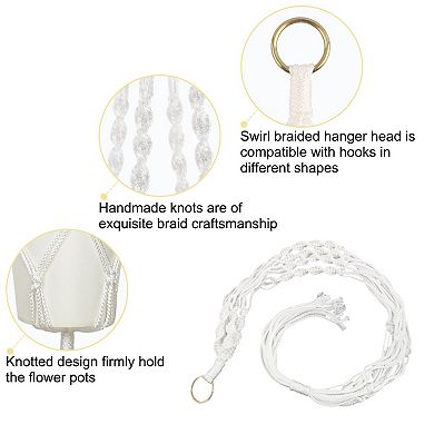 Nylon Macrame Plant Hanger Flower Pot Holder Rope Baskets White