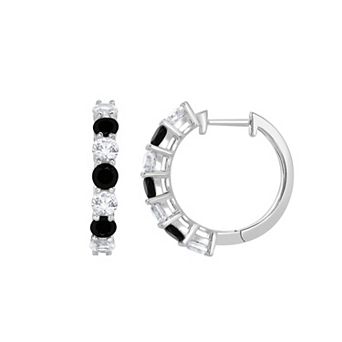 Gemstone Brilliance Sterling Silver Gemstone & Lab-Created White Sapphire Hoop Earrings