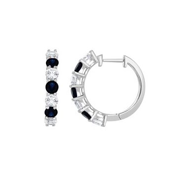 Gemstone Brilliance Sterling Silver Gemstone & Lab-Created White Sapphire Hoop Earrings