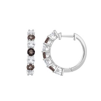 Gemstone Brilliance Sterling Silver Gemstone & Lab-Created White Sapphire Hoop Earrings