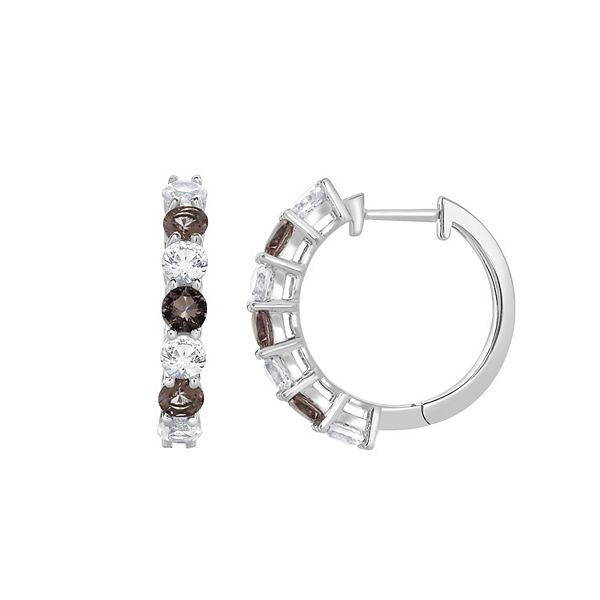 Gemstone Brilliance Sterling Silver Gemstone & Lab-Created White Sapphire Hoop Earrings - Simulated Morganite