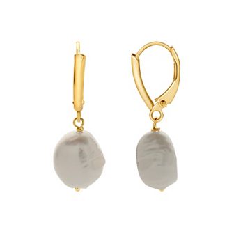 Gemstone Brilliance Sterling Silver Baroque Freshwater Cultured Pearl Dangle Earrings